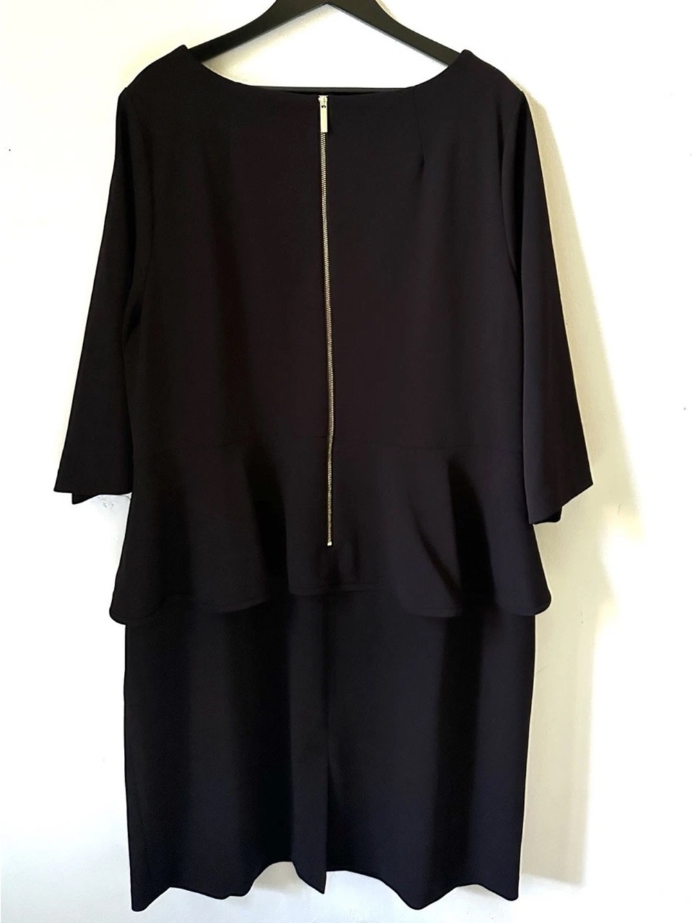 Calvin Klein Black Peplum Dress Womens 22W Stretch Career Cocktail Plus Size - Picture 2 of 4